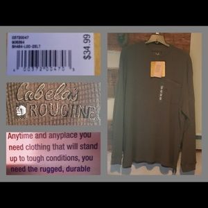 Cabelas Roughneck Henley. Two Buttons.